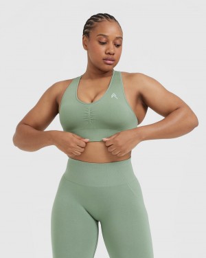 Sports Bras Oner Active Classic Seamless 2.0 V-Neck Bralette Olivy Zelené | 2367ISKVE