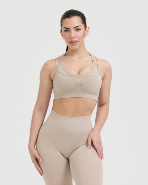 Sports Bras Oner Active Effortless Seamless Layered Světle Hnědé | 9438JWUVF