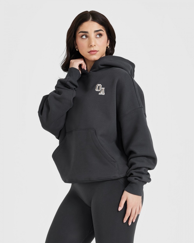 Mikina s Kapucí Oner Active All Day Varsity Oversized Černé | 8290CTQPS