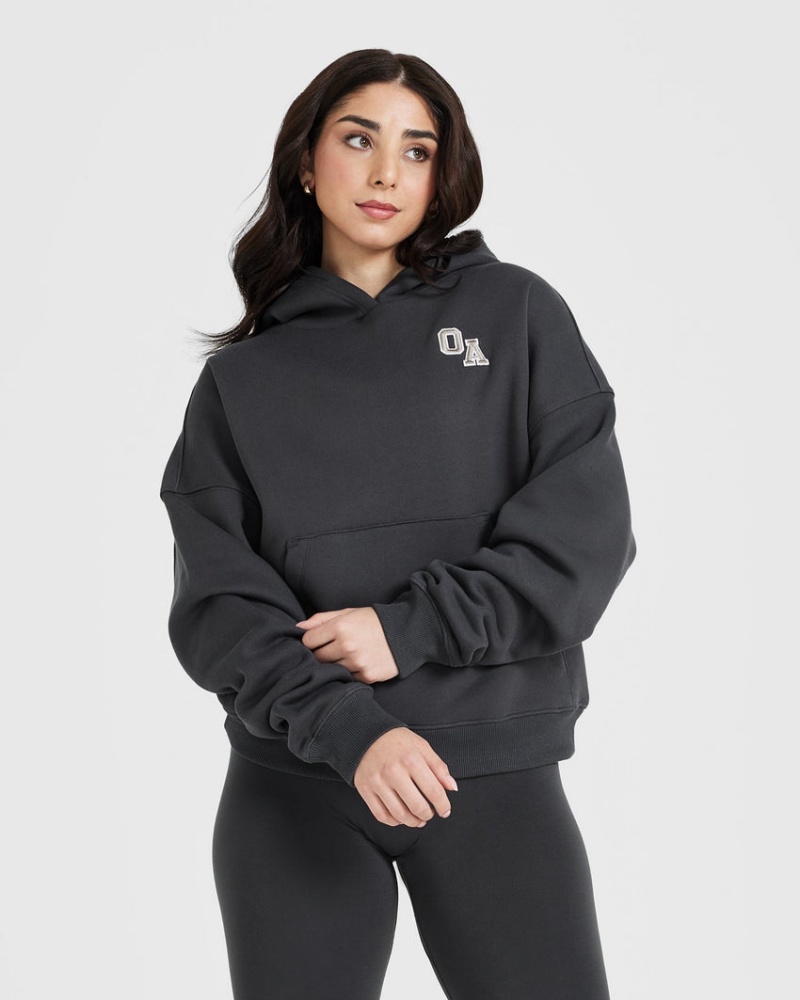 Mikina s Kapucí Oner Active All Day Varsity Oversized Černé | 8290CTQPS