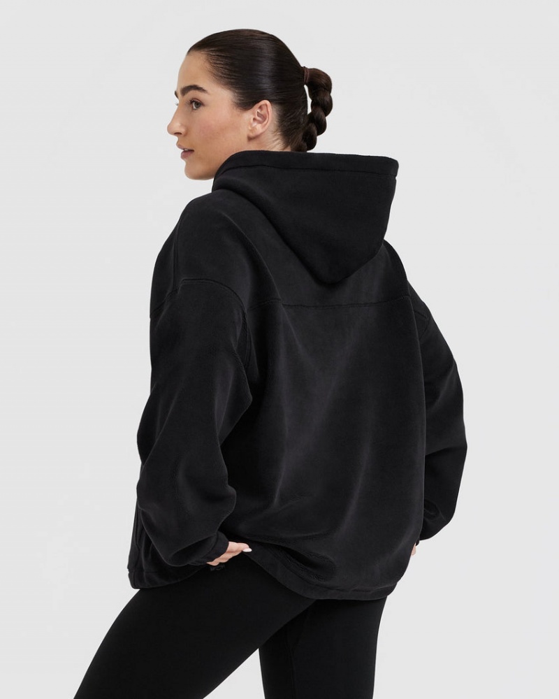 Mikina s Kapucí Oner Active Fleece Oversized Černé | 0923WORFC