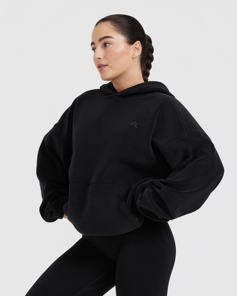 Mikina s Kapucí Oner Active Fleece Oversized Černé | 0923WORFC