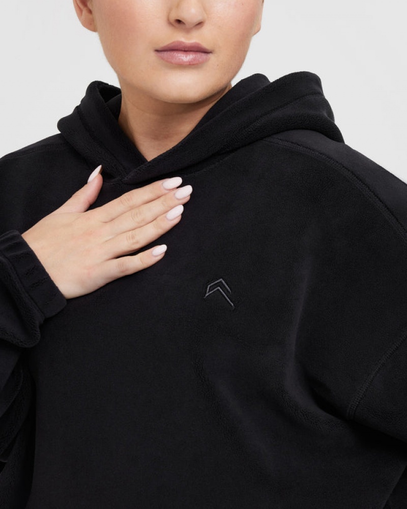 Mikina s Kapucí Oner Active Fleece Oversized Černé | 0923WORFC