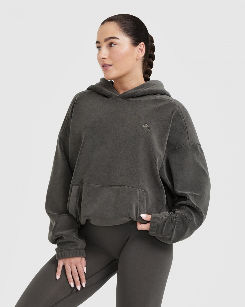 Mikina s Kapucí Oner Active Fleece Oversized Tmavě Šedé Hnědé | 4290WMBCZ