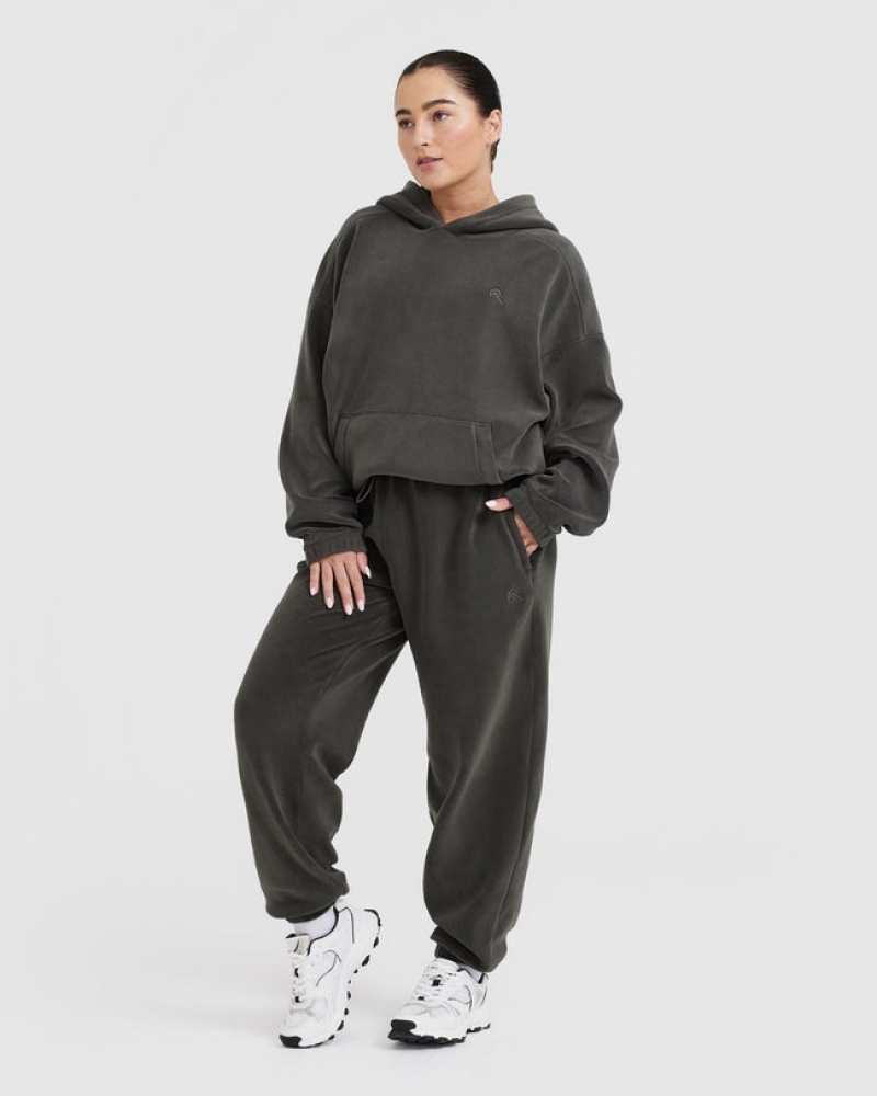 Mikina s Kapucí Oner Active Fleece Oversized Tmavě Šedé Hnědé | 4290WMBCZ