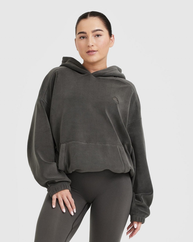 Mikina s Kapucí Oner Active Fleece Oversized Tmavě Šedé Hnědé | 4290WMBCZ