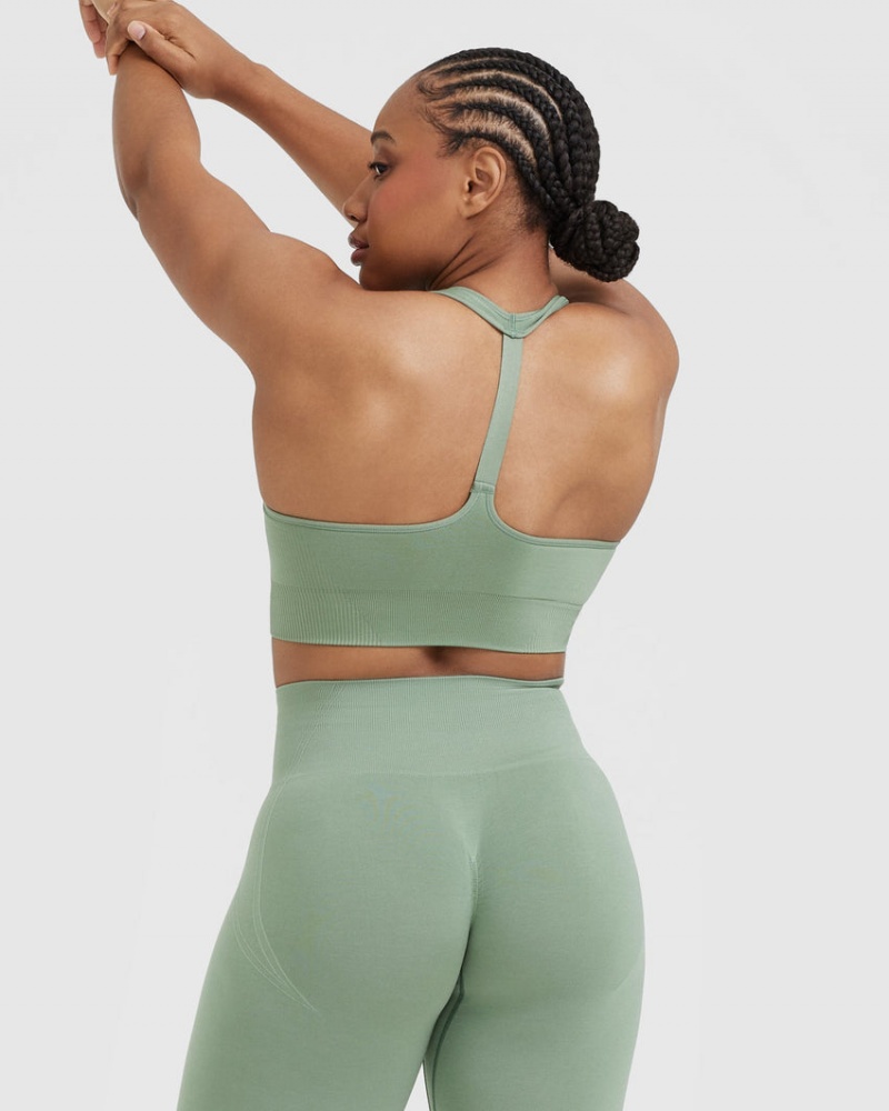 Sports Bras Oner Active Classic Seamless 2.0 V-Neck Bralette Olivy Zelené | 2367ISKVE