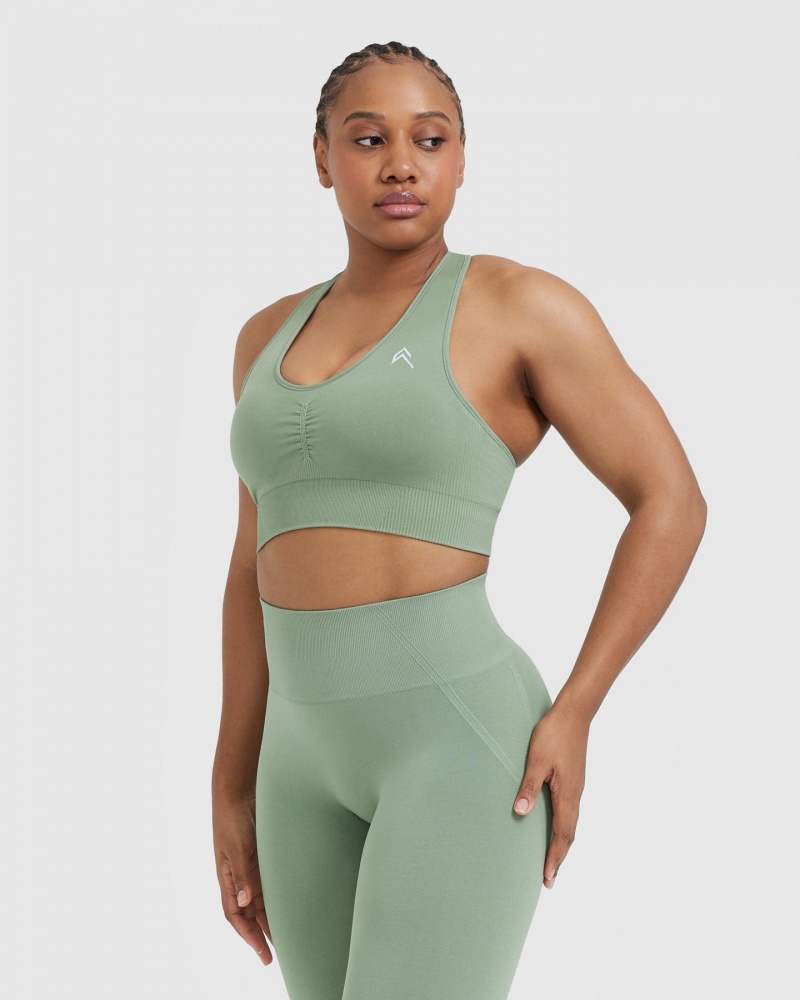 Sports Bras Oner Active Classic Seamless 2.0 V-Neck Bralette Olivy Zelené | 2367ISKVE