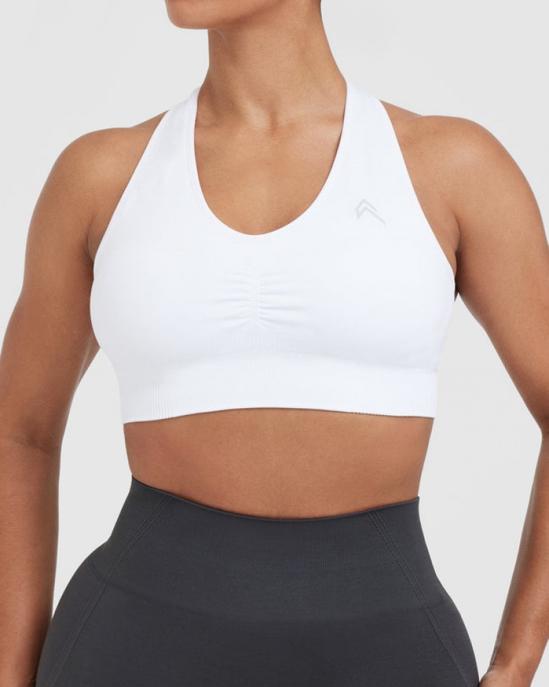 Sports Bras Oner Active Classic Seamless 2.0 V-Neck Bralette Bílé | 4986UPTOR