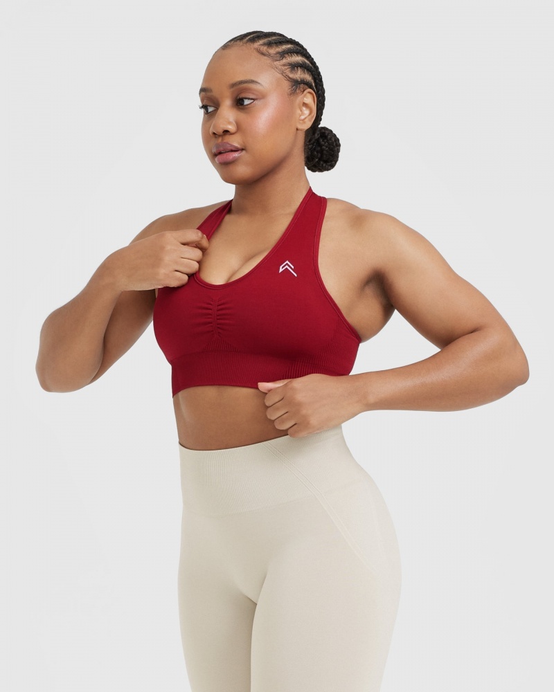 Sports Bras Oner Active Classic Seamless 2.0 V-Neck Bralette Červené Vínové | 2371PRJHA