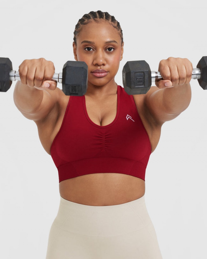 Sports Bras Oner Active Classic Seamless 2.0 V-Neck Bralette Červené Vínové | 2371PRJHA