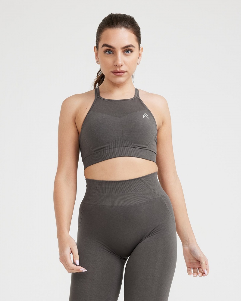 Sports Bras Oner Active Effortless Seamless High Neck Bralette Tmavě Šedé Hnědé | 9813GFERS