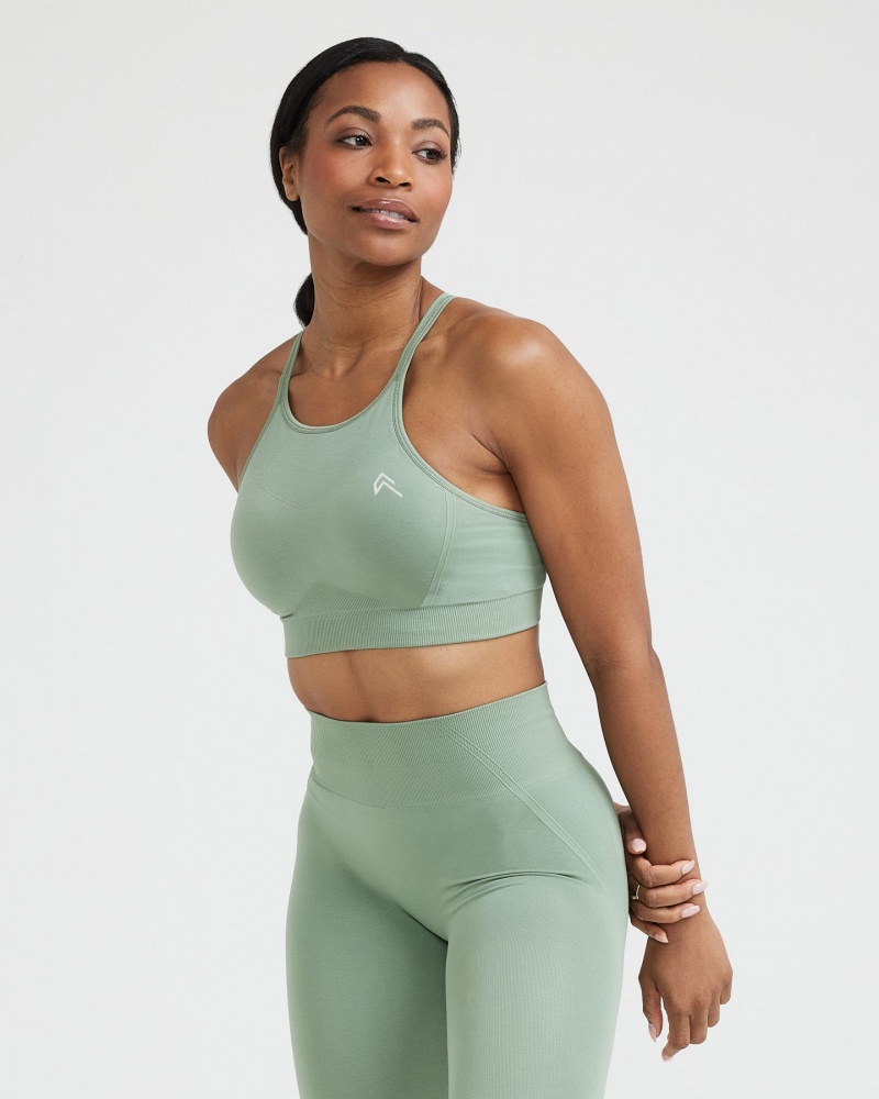 Sports Bras Oner Active Effortless Seamless High Neck Bralette Olivy Zelené | 6720AYMTV