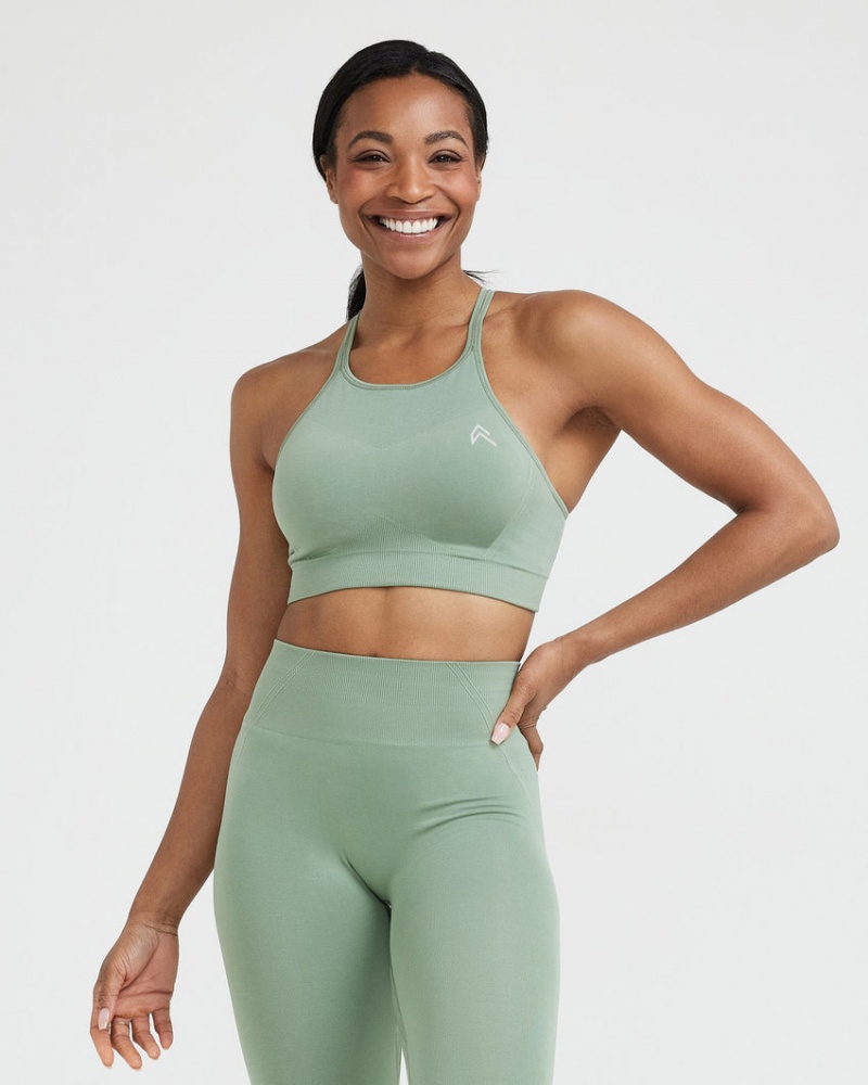 Sports Bras Oner Active Effortless Seamless High Neck Bralette Olivy Zelené | 6720AYMTV