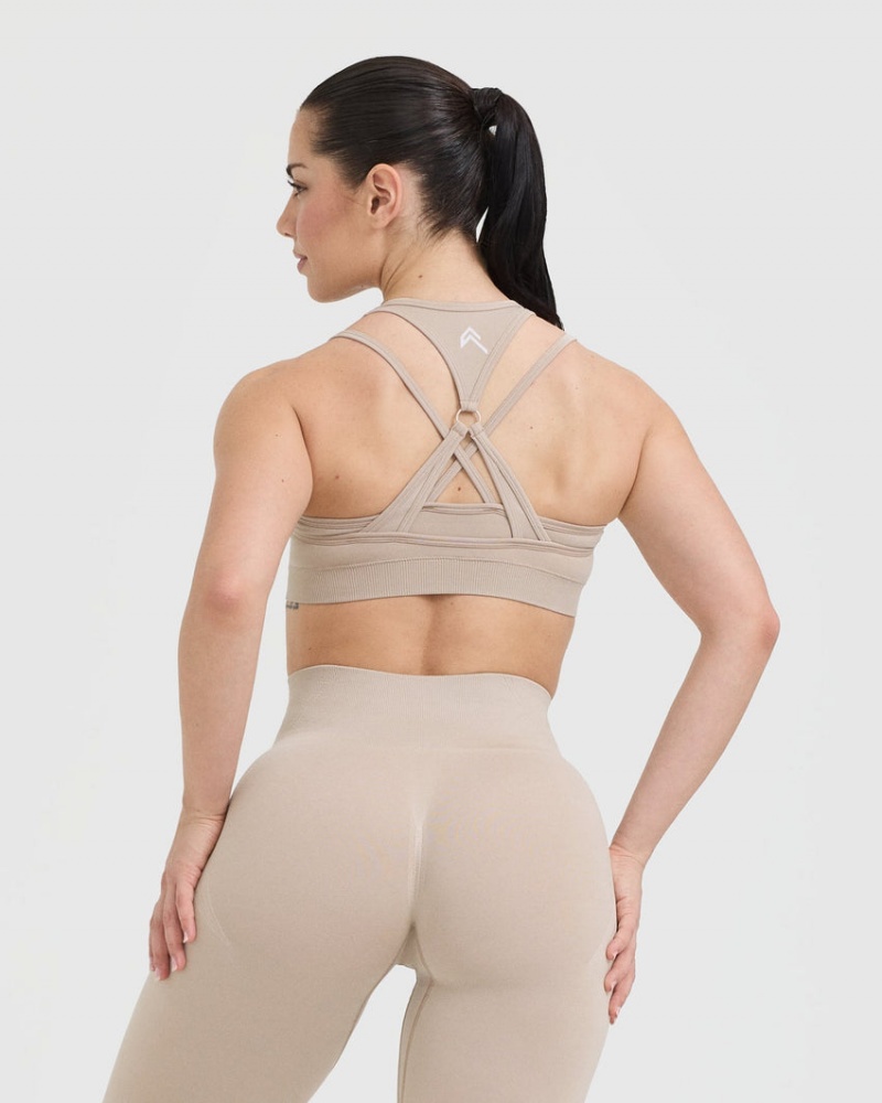 Sports Bras Oner Active Effortless Seamless Layered Světle Hnědé | 9438JWUVF