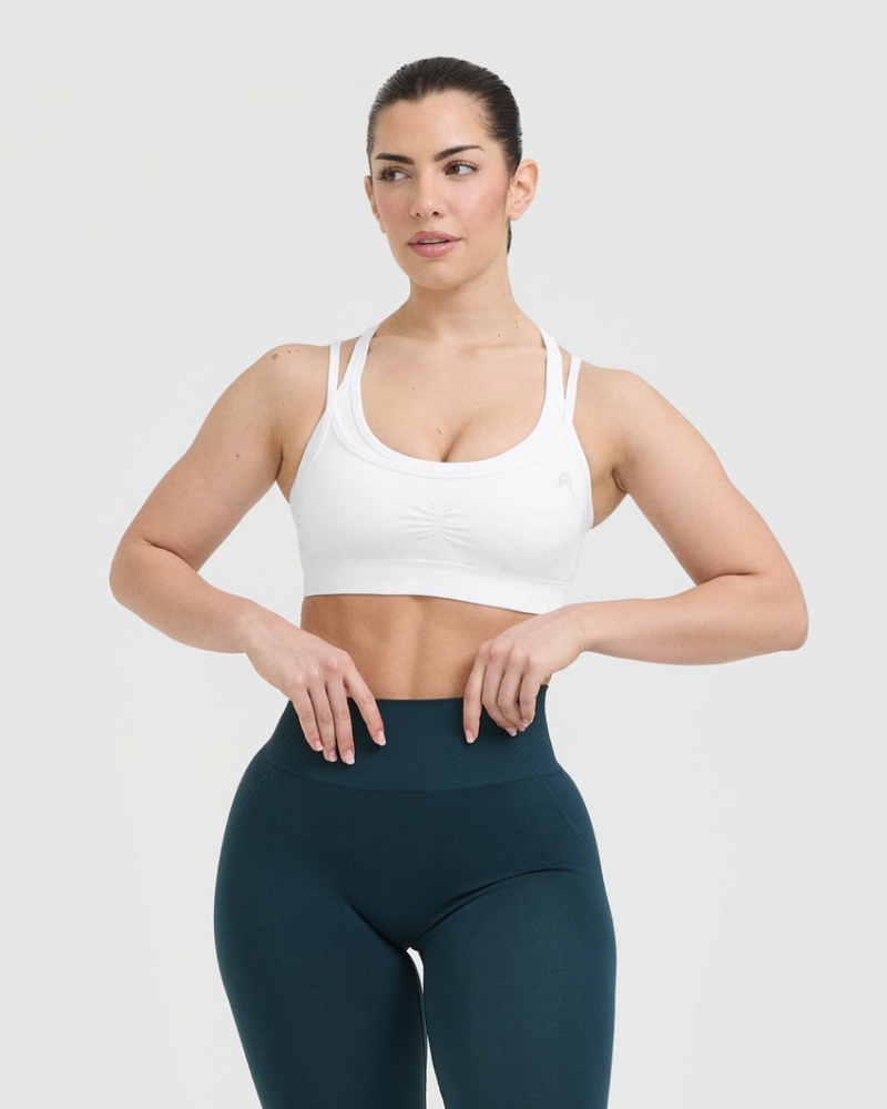 Sports Bras Oner Active Effortless Seamless Layered Bílé | 4327FAGWS