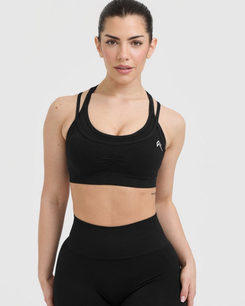 Sports Bras Oner Active Effortless Seamless Layered Černé | 5921VAFJT