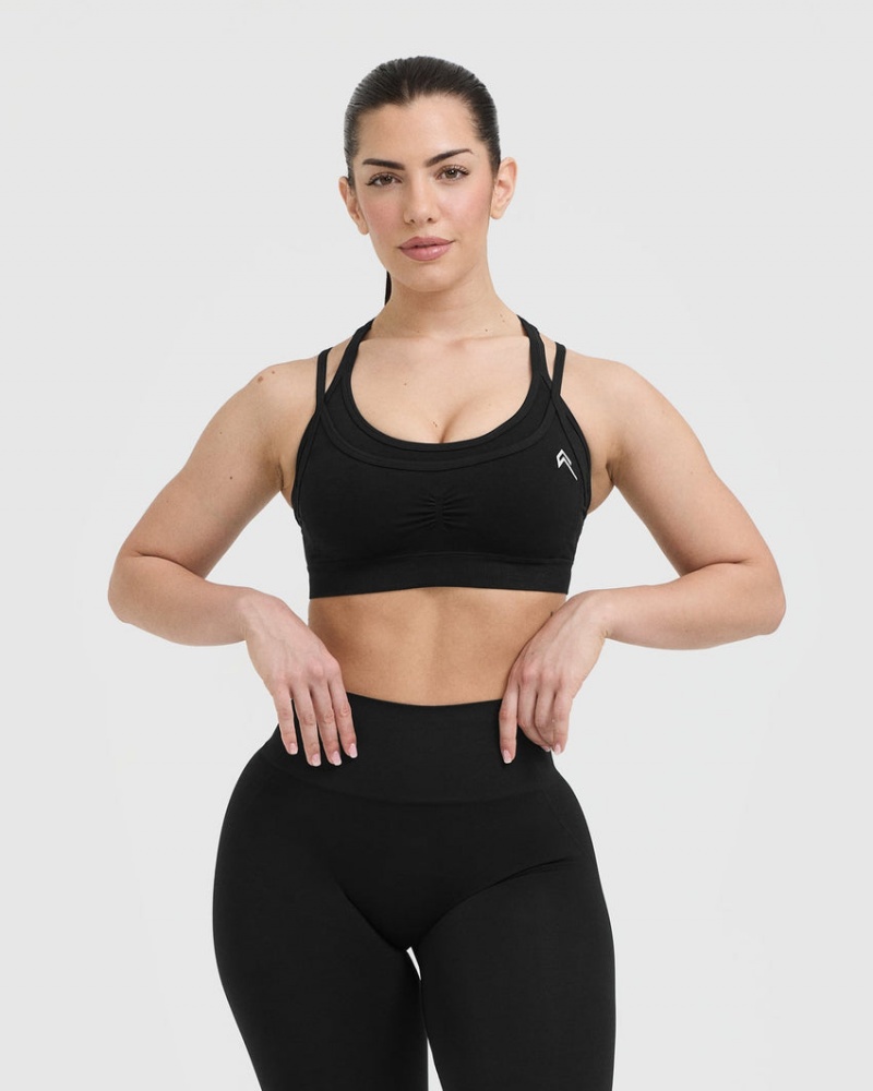 Sports Bras Oner Active Effortless Seamless Layered Černé | 5921VAFJT