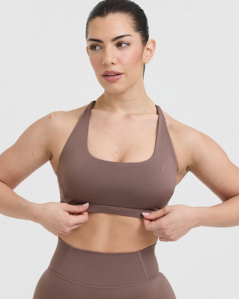 Sports Bras Oner Active Timeless Square Neck Hnědé | 3290XQMVU