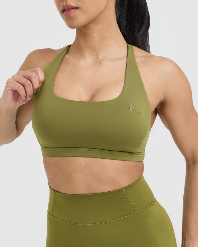 Sports Bras Oner Active Timeless Square Neck Olivy Zelené Zelene | 0253ZOJSA