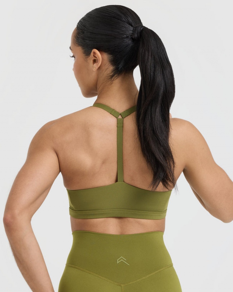 Sports Bras Oner Active Timeless Square Neck Olivy Zelené Zelene | 0253ZOJSA