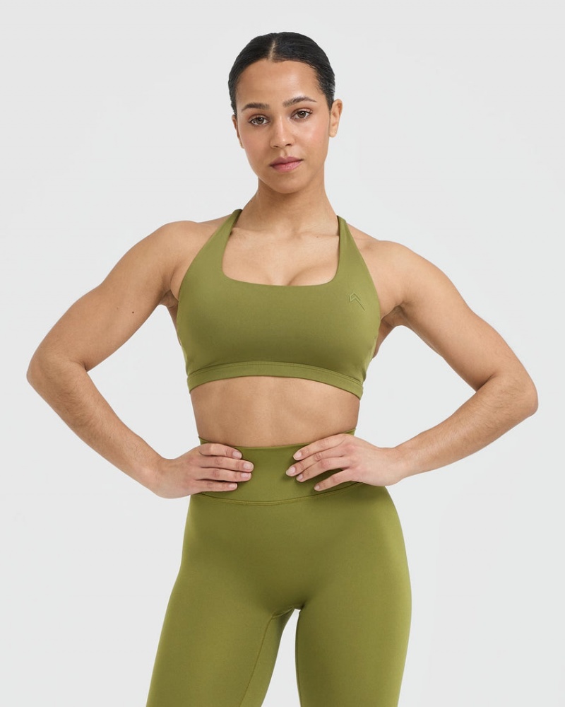 Sports Bras Oner Active Timeless Square Neck Olivy Zelené Zelene | 0253ZOJSA