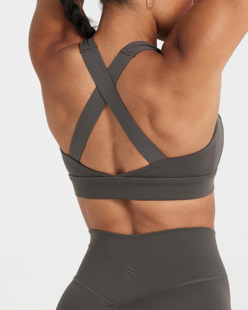 Sports Bras Oner Active Timeless Široké Páskové Tmavě Šedé Hnědé | 0924MPTLY