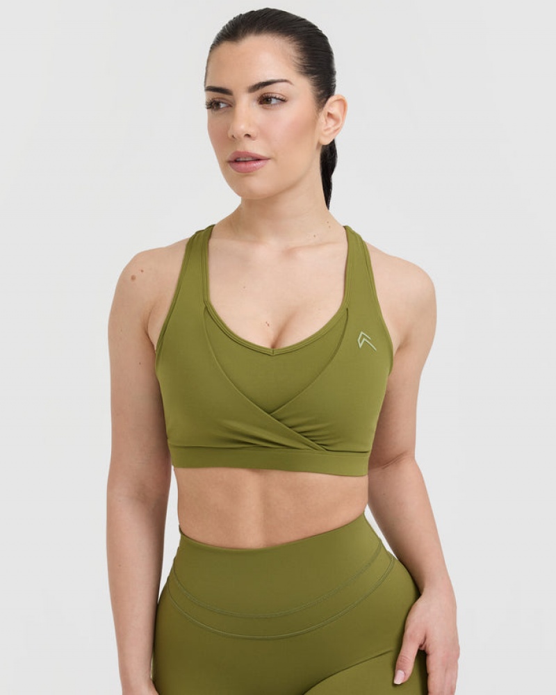 Sports Bras Oner Active Unified Layered Olivy Zelené Zelene | 6503RDTWL